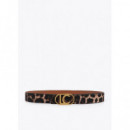 REVERSIBLE ANIMAL PRINT BELT WITH OVAL L