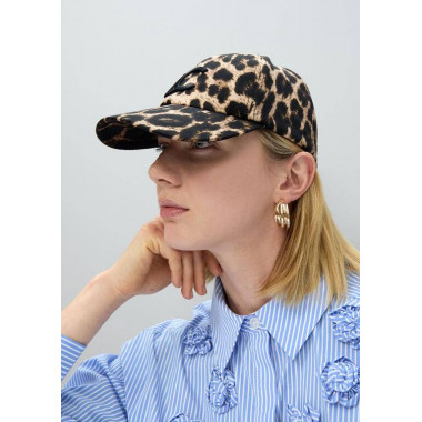 LEOPARD CAP WITH SEQUIN DETAILS BROWN-BR