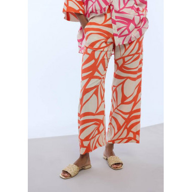 CULOTTE PRINT HOJAS CRUDO-NARANJA