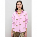 LEOPARD PRINT POPLIN SHIRT PINK-BROWN