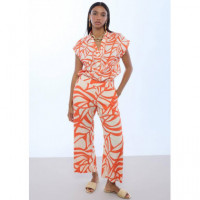 Blusa Print Hojas Naranja-crudo  LOLA CASADEMUNT