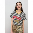 STRIPED DEEP LOVE T-SHIRT ECRU-BLACK