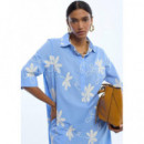 COTTON SHIRT DRESS WITH FLORAL EMBROIDER