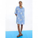 COTTON SHIRT DRESS WITH FLORAL EMBROIDER