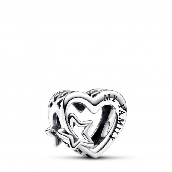 PANDORA Charm en Plata de Ley Corazón en Filigrana Familia & Estrella 792829C00