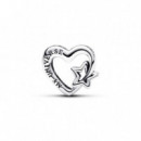 PANDORA Charm en Plata de Ley Corazón en Filigrana Familia & Estrella 792829C00