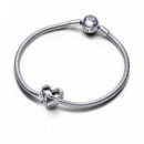 PANDORA Charm en Plata de Ley Corazón en Filigrana Familia & Estrella 792829C00