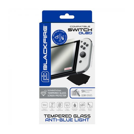 Blackfire Protector de Cristal Templado 9H Anti Luz Azul para Nintendo Switch Oled  ARDISTEL