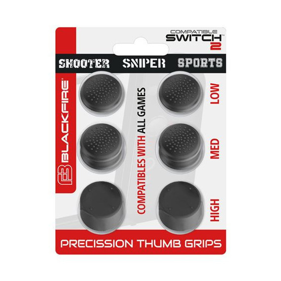 Pack BLACKFIRE 6 Grips de Precisión para Mandos Joy-con 2 de Nintendo SWITCH2
