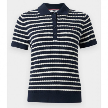 TOMMY HILFIGER - Co Cable Fine Gg Polo S/s Swt - 0BB - F|WW0WW41474/0BB