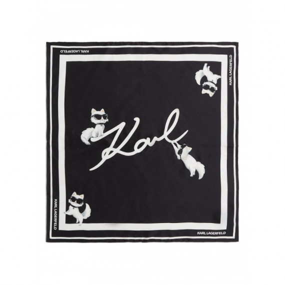 KARL LAGERFELD - Ikon Signature Silk Scarf - 999 - B1W33083/999