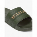 Hilfiger Pad Perf Pool Slide Arctic Spru  TOMMY HILFIGER