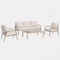 Conjunto de Exterior Serena 4 Piezas – Sofá, 2 Sillones y Mesa en Aluminio Stone Taupe Urban Outdoor®  URBAN OUTDOOR