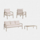 Conjunto de Exterior Serena 4 Piezas – Sofá, 2 Sillones y Mesa en Aluminio Stone Taupe Urban Outdoor®  URBAN OUTDOOR