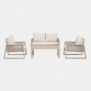 Conjunto Exterior Mirador 4 Piezas – Sofá, 2 Sillones y Mesa – Estructura Stone Taupe, Cojines Hidrófugos Urban Outdoor®  URBAN 