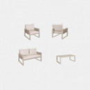 Conjunto Exterior Mirador 4 Piezas – Sofá, 2 Sillones y Mesa – Estructura Stone Taupe, Cojines Hidrófugos Urban Outdoor®  URBAN 