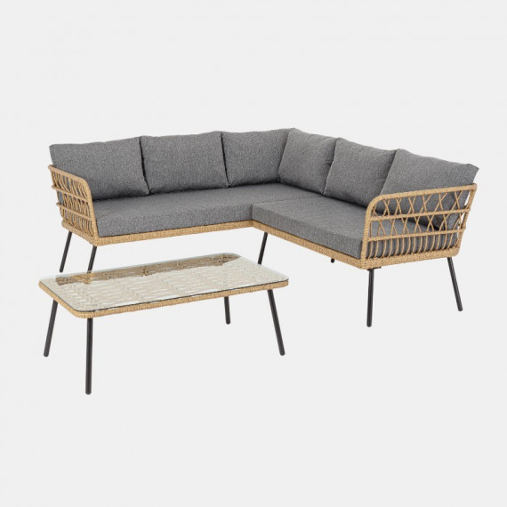 Conjunto de Exterior Palm – Carbon Light y Ratán Natural Urban Outdoor®  URBAN OUTDOOR