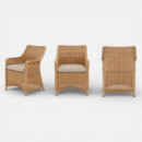 Sillón de Exterior JAVA en Ratán Natural con Estructura de Aluminio y Cojín Taupe ESSENTIALS®