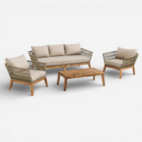 Conjunto de Exterior Ipanema en Madera de Acacia con Cuerda Beige y Cojines Naturales Essentials®  ESSENTIALS