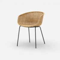 Silla de Exterior Natura en Ratán Color Natural con Estructura de Acero Negro Essentials®  ESSENTIALS