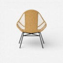 Sillón Lounge de Exterior Canna en Ratán Natural con Estructura de Acero Negro Essentials®  ESSENTIALS