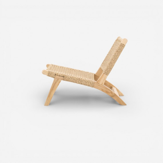 Sillón Lounge de Exterior Daura en Madera Teca Natural y Cuerda Beige Essentials®  ESSENTIALS