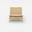 Sillón Lounge de Exterior Daura en Madera Teca Natural y Cuerda Beige Essentials®  ESSENTIALS