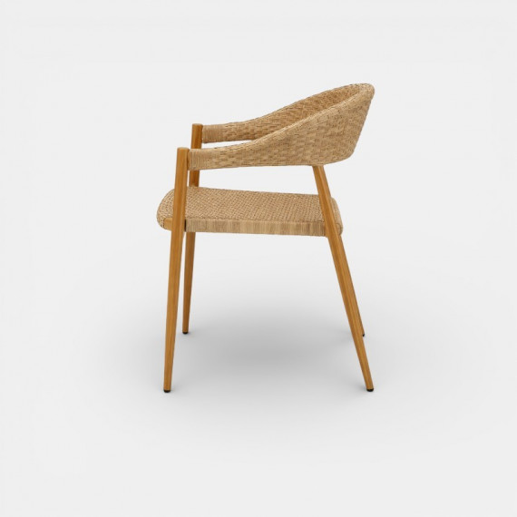 Silla de Comedor Exterior Mao – Aluminio Efecto Madera / Natural Essentials®  ESSENTIALS