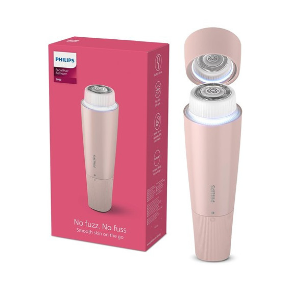 PHILIPS Depiladora Facial Series 5000 BRR454/00 con Espejo y Luz Led Incorporado a Pilas