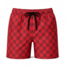 Bañador tipo shorts con estampado de cuadros con logo apilado