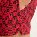 Bañador tipo shorts con estampado de cuadros con logo apilado