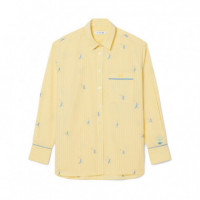 Camisa Oversized con Motivos de Jacquard  LACOSTE