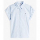 TOMMY HILFIGER - Poplin Sleeveless Relaxed Shirt - 0BG - F|WW0WW45897/0BG