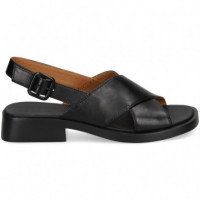 Sandalia Cruzada Piel Negro  CAMPER