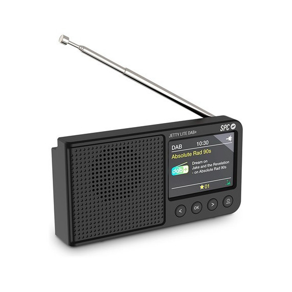 SPC Radio Digital Portatil Fm Jetty Lite Dab+ Recargable,aux Negra
