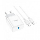 HOCO Cargador Red  Tipo C 20W + Cable Datos Tipo C M/m 1MTR Blanco C104A