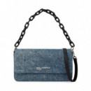 Bolso con Asa Superior de Cadena y de Tejido Vaquero  KARL LAGERFELD JEANS