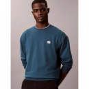 Ls Eu 350TERRY Badge Crewneck Sw Navy te  CALVIN KLEIN