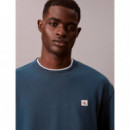 Ls Eu 350TERRY Badge Crewneck Sw Navy te  CALVIN KLEIN