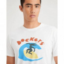Camisetas Hombre Camiseta DOCKERS Slim Fit Logo Surfer Lucent White
