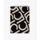 Foulard de Mujer Plisado Bicolor Logotipado Negro-crudo  LOLA CASADEMUNT