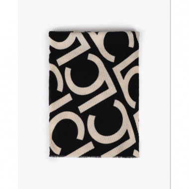 Foulard de Mujer Plisado Bicolor Logotipado Negro-crudo  LOLA CASADEMUNT