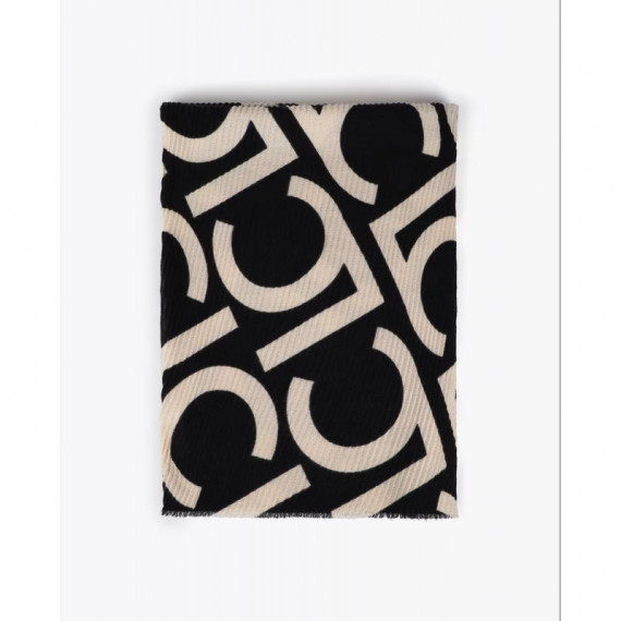 Foulard de Mujer Plisado Bicolor Logotipado Negro-crudo  LOLA CASADEMUNT