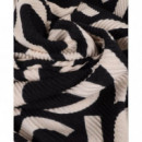 Foulard de Mujer Plisado Bicolor Logotipado Negro-crudo  LOLA CASADEMUNT