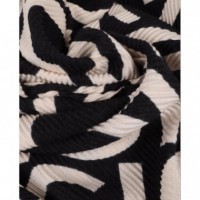 Foulard de Mujer Plisado Bicolor Logotipado Negro-crudo  LOLA CASADEMUNT