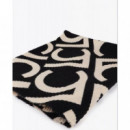 Foulard de Mujer Plisado Bicolor Logotipado Negro-crudo  LOLA CASADEMUNT