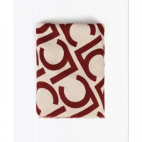 Foulard de Mujer Plisado Bicolor Logotipado Crudo-rojo  LOLA CASADEMUNT