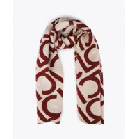 Foulard de Mujer Plisado Bicolor Logotipado Crudo-rojo  LOLA CASADEMUNT