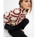 Foulard de Mujer Plisado Bicolor Logotipado Crudo-rojo  LOLA CASADEMUNT