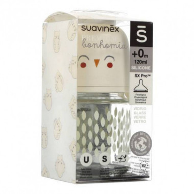 SUAVINEX Bibe Vidrio Ml Tetina 3 Pos Silic 120ML